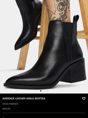 Steve Madden AUDIENCE Black Leather Ankle Booties pointed Chelsea boot sz 10